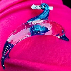 Glass blown blue dolphin